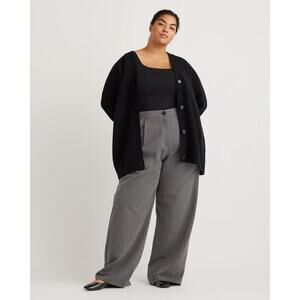 Quince Black Crewneck Button Cardigan